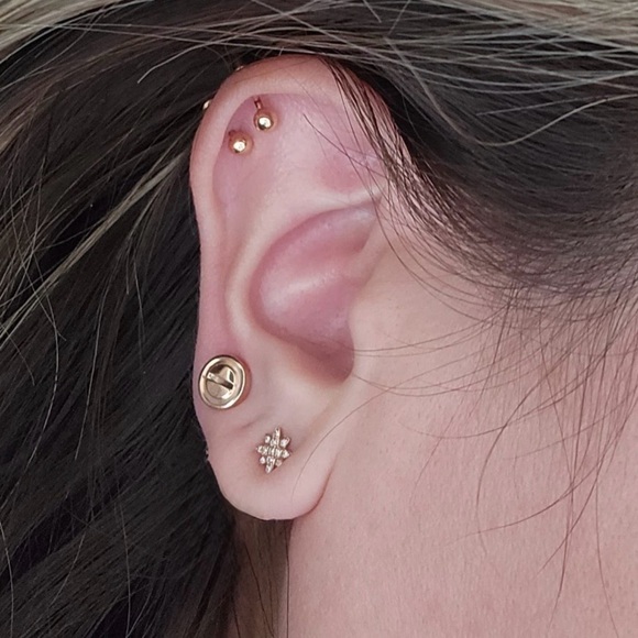 Sydney Evan Starburst Diamond Stud Earrings 14k Rose Gold Pair - Picture 7 of 7